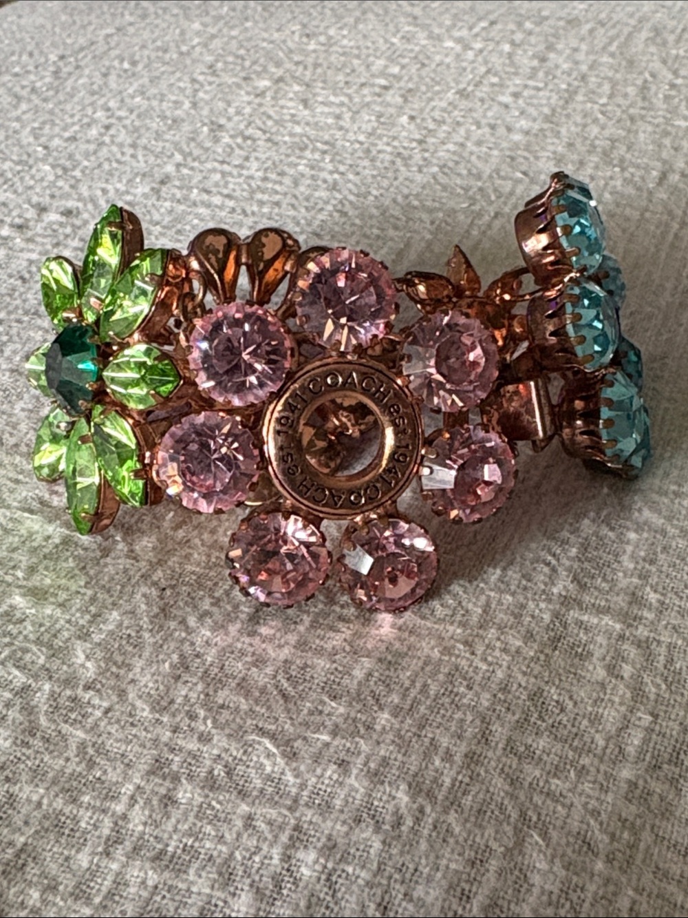 Coach Y2K Chunky Flower Glass Stone Bracelet